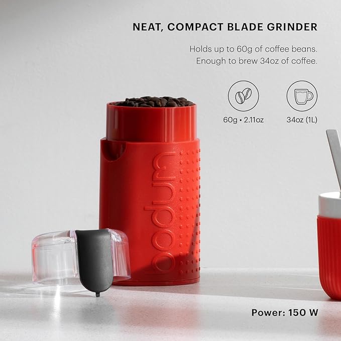 Bodum Bistro Electric Blade Coffee Grinder, Red