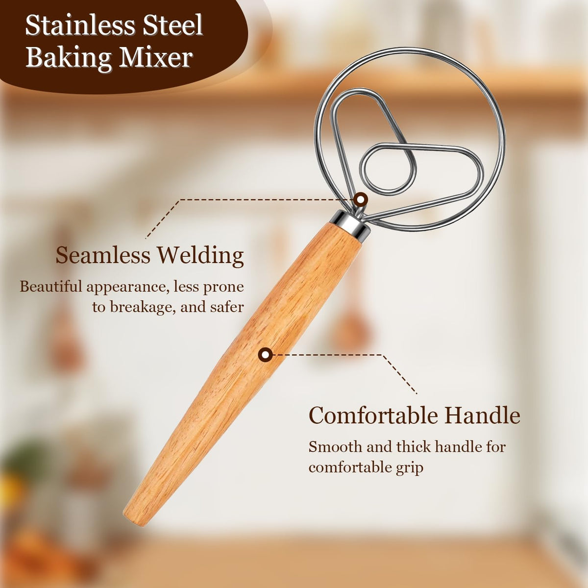 Bread Making Tools Set,Danish Dough Whisk with Sourdough ScoringTool,Bread Making Tools and Supplies, Dutch Whisks for Dough, With Dough Scraper Sourdough Cutter, Pastry Brush