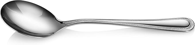 New Star Foodservice 1029710 Bead Pattern, 18/0 Stainless Steel, Bouillon Spoon, 6.3-Inch, Set of 12