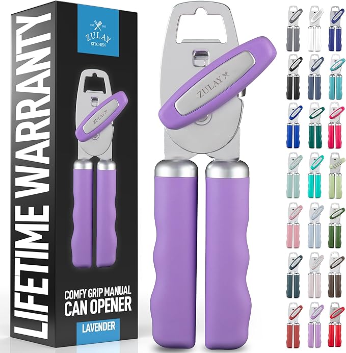 Zulay Kitchen Manual Can Opener with Bottle Opener with Turn Knob