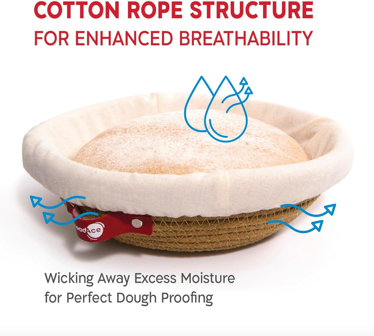 Cotton Rope Banneton Bread Proofing Basket Set, 2 x Round Bread Basket with Liners & Covers for Artisan Bread Baking, Sourdough Bread Baking Supplies
