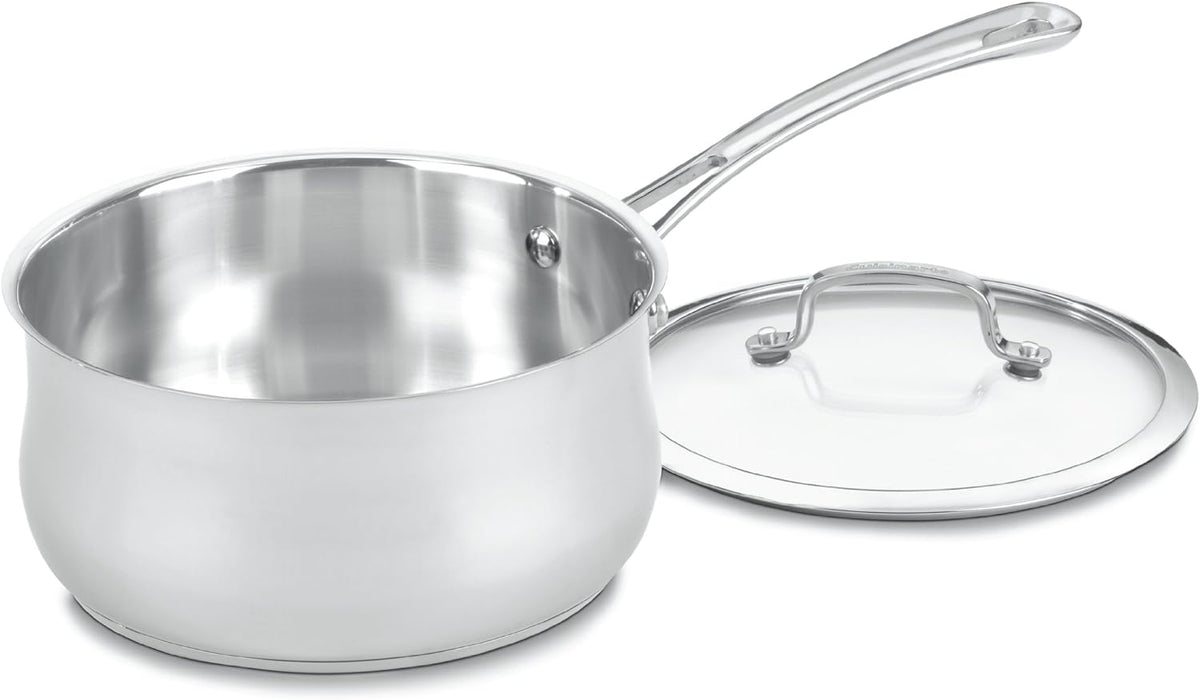 Cuisinart 4193-20 Contour Stainless 3-Quart Saucepan with Glass Cover, Silver