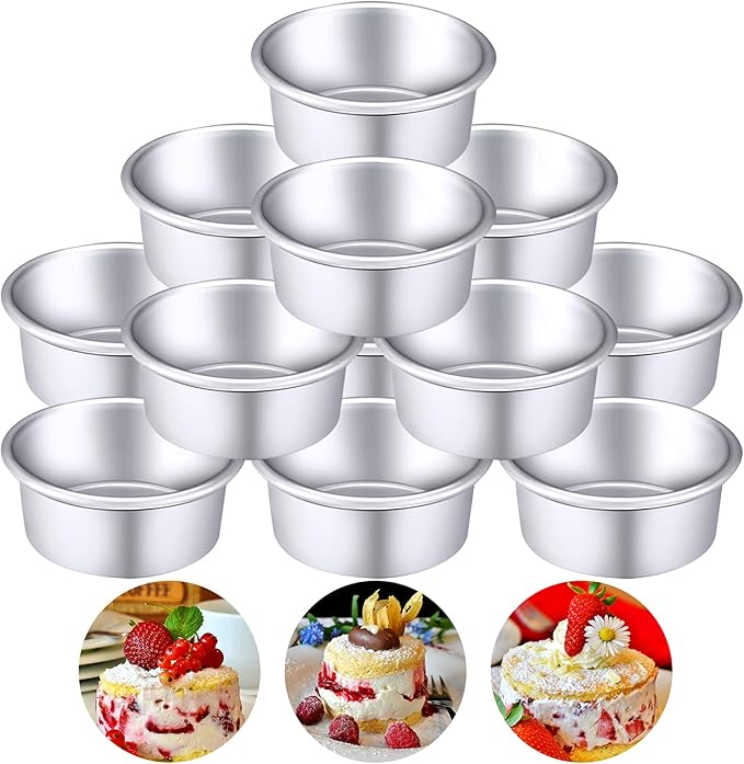 Nuenen 12 Pcs Round Cake Pans Aluminum Round Mold Smash Cake Baking Cheesecake Pans for Home Party Baking Supplies (4 Inch)