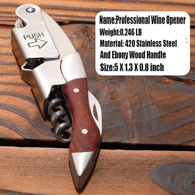 Professional Waiter Corkscrew Wine Key for Bartenders Set of 3,With Long Rosewood Handle Stainless Steel Handle Wine Opener for Bar Restaurant Waiters, Sommelier, Bartend (Rose Wood 3 Packs)
