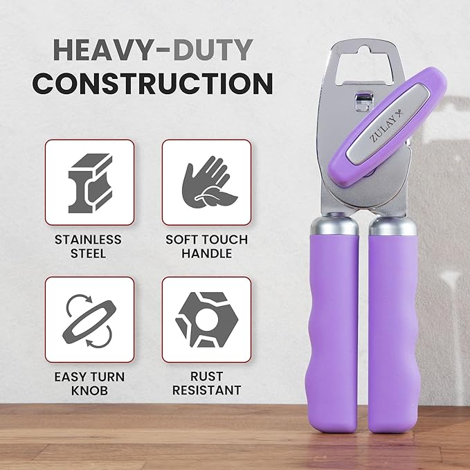 Zulay Kitchen Manual Can Opener with Bottle Opener with Turn Knob