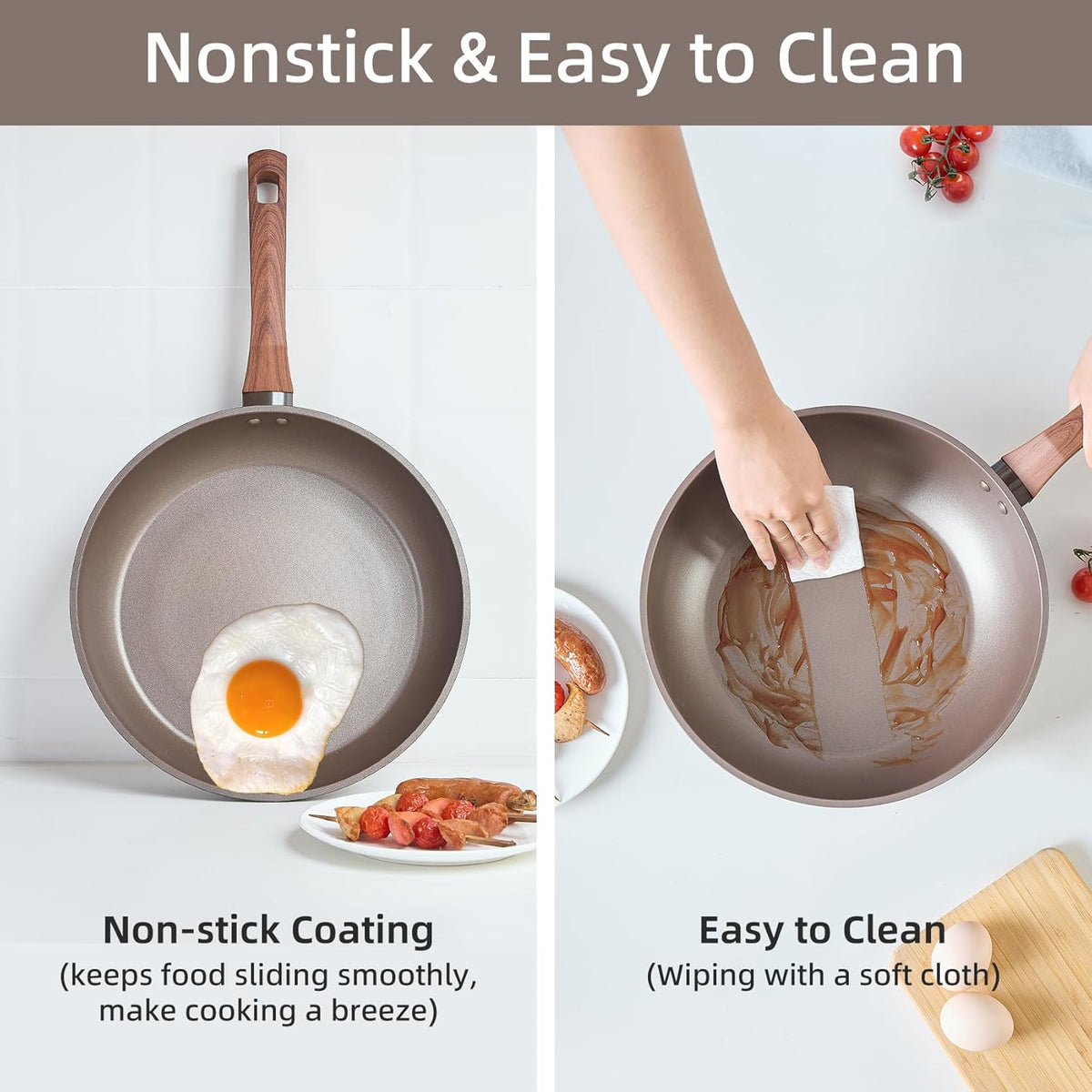 12Pcs Pots and Pans Set, Nonstick Cookware Sets, Non Stick Pots and Pan Set with Frying Pans, Saucepans, Steamer Silicone Shovel Spoon