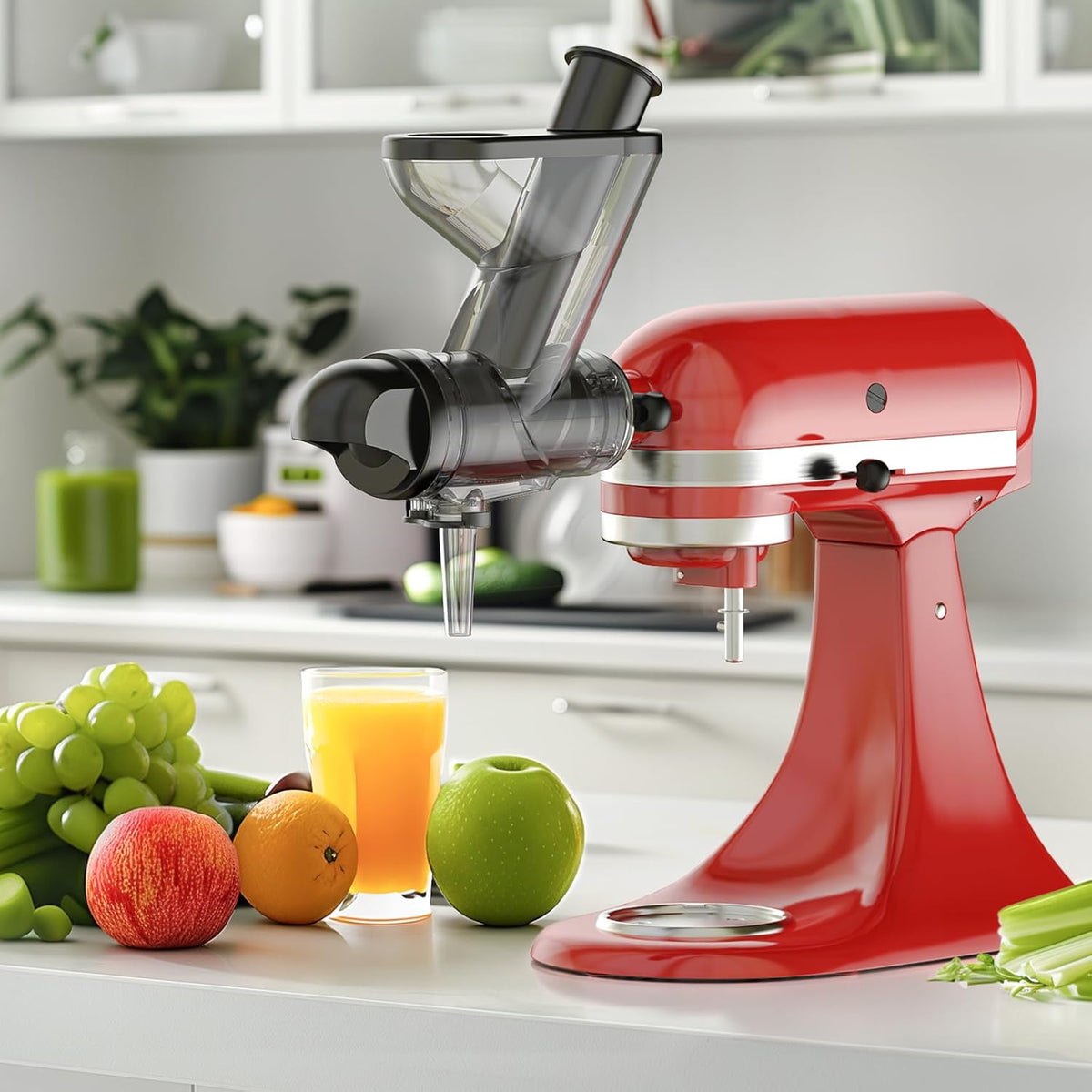 Masticating Juicer Attachment for KitchenAid Stand Mixer - Cold Press Dual Feed Chute Accessory, Slow Juicing Parts for Fruits & Vegetables