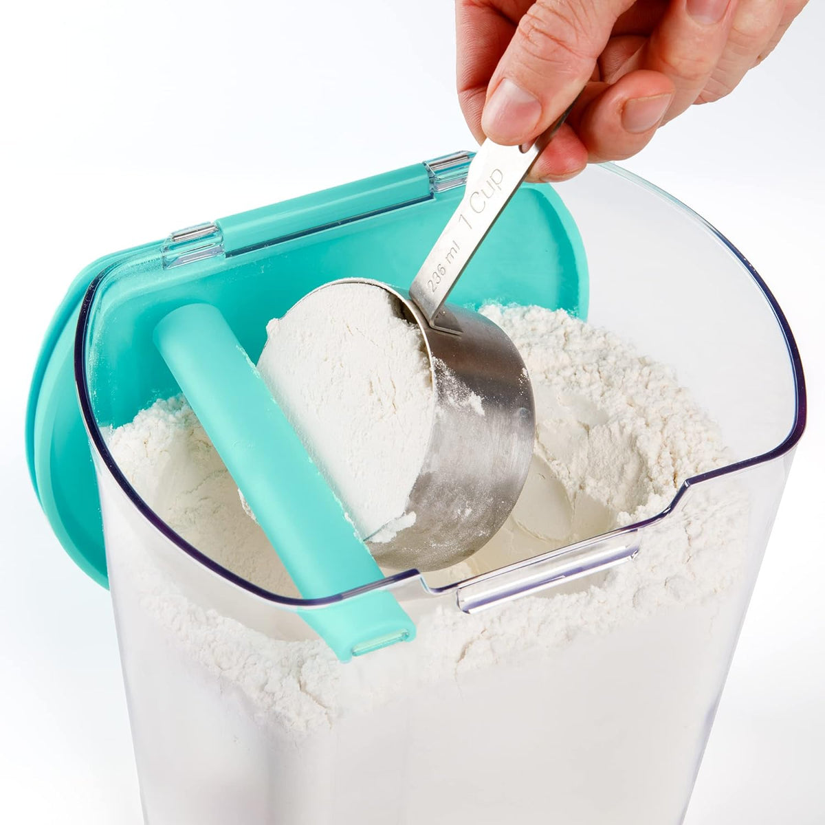 Progressive ProKeeper Baker's Airtight Kitchen Storage Canister Container Set for Flour, Sugar & More, Keeps Ingredients Fresh, with Accessories (Turquoise, 6- Piece)