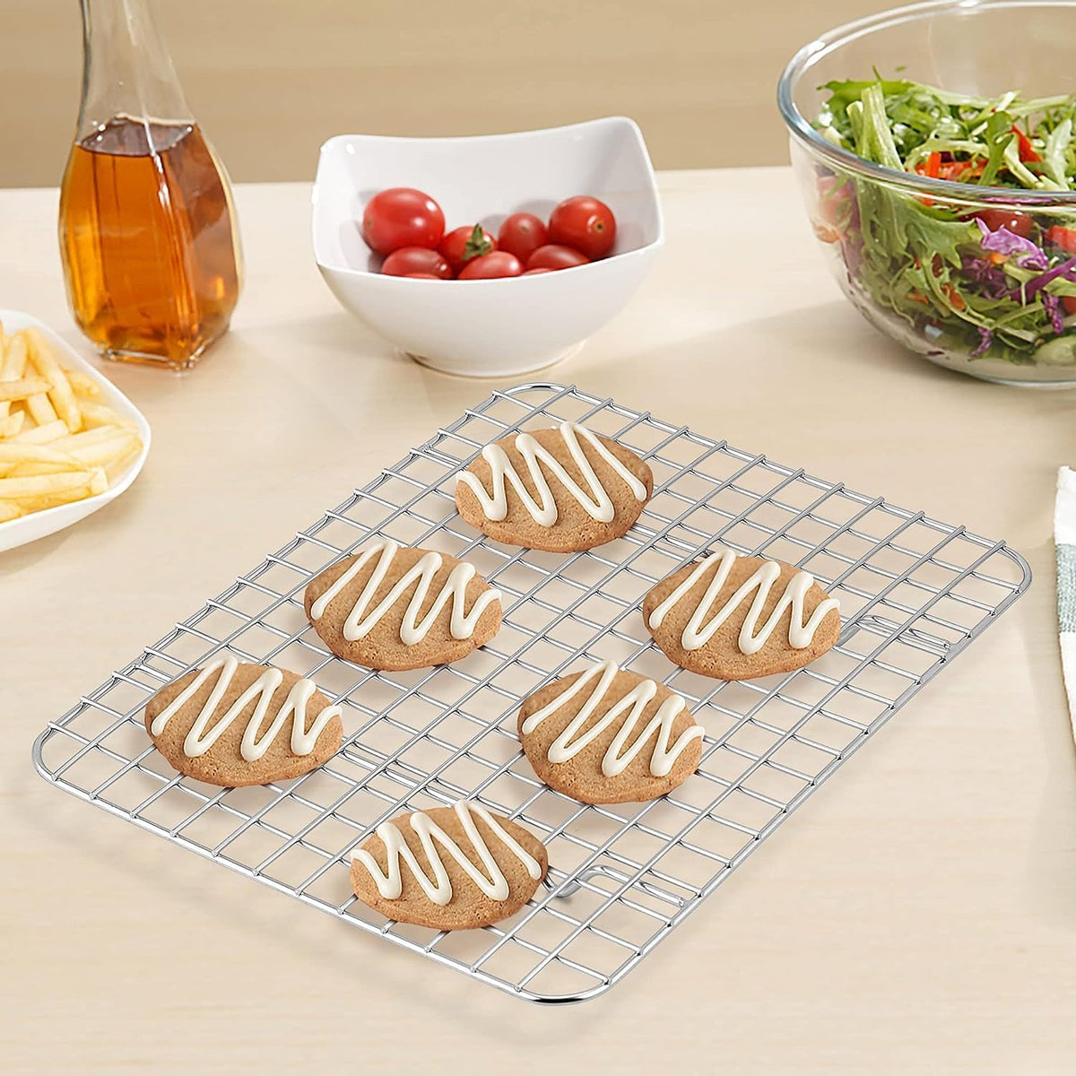 Stainless Steel Cooling Rack Size - Large, 11.75 x 17 Inches, Dishwasher-Safe, Oven Safe, Cookie Cooling Racks for Baking & Cooking - Pack of 6