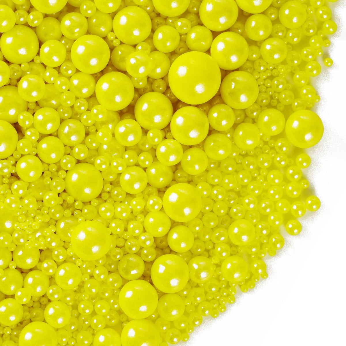 Kasvan Yellow Pearl Sugar Sprinkles - Edible Candy Pearls 130g/4.58 Oz, Mix Size, Baking Cake Decorations, Ice Cream Toppings and Cookie Decorating, Wedding Party Chirstmas Supplies