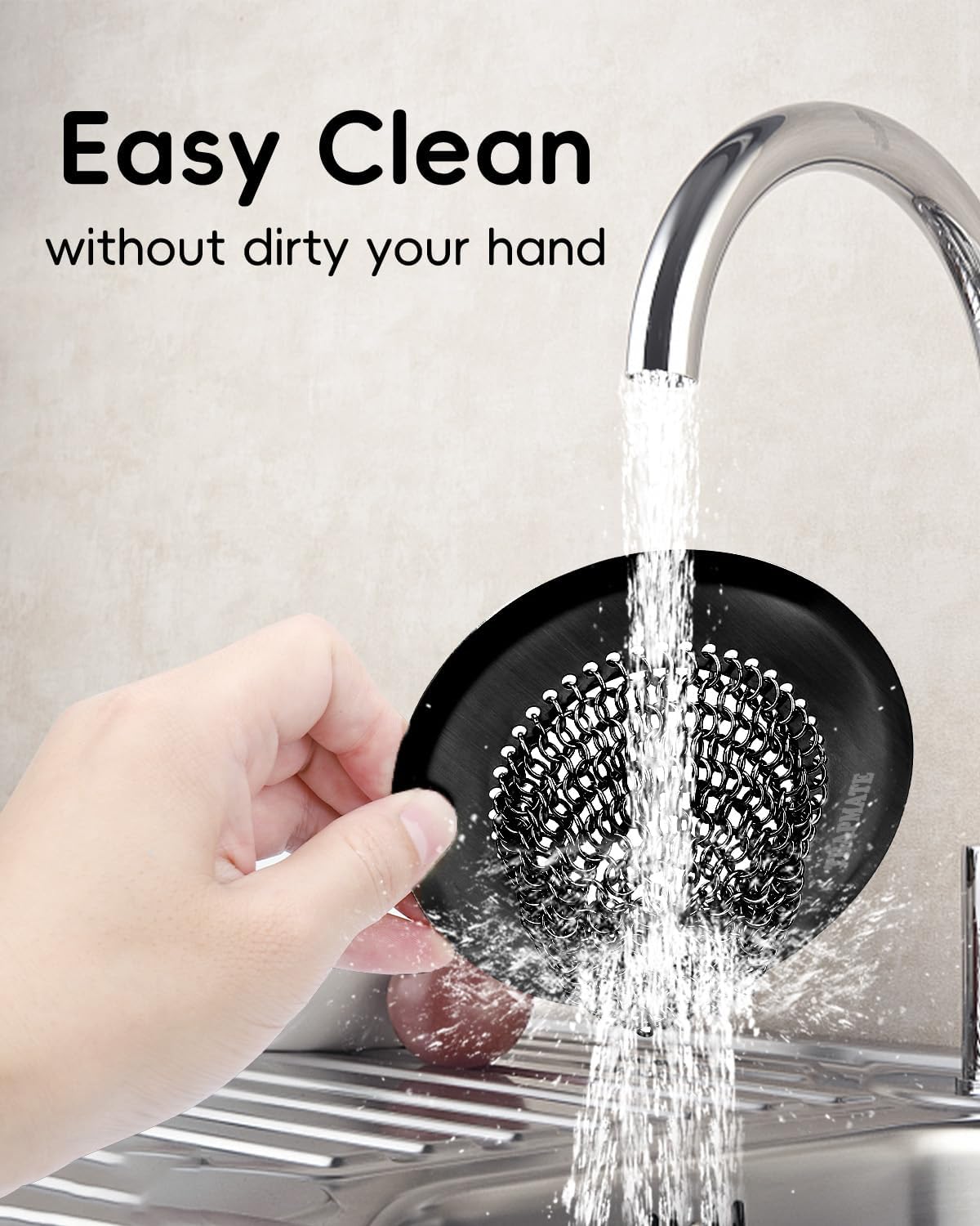 TRAPMATE Sink Drain Strainer | Reversible 304 Stainless Steel Kitchen Drain Cover | Anti-Clogging Garbage Disposal Strainer Fit US Standard Drain (Black)