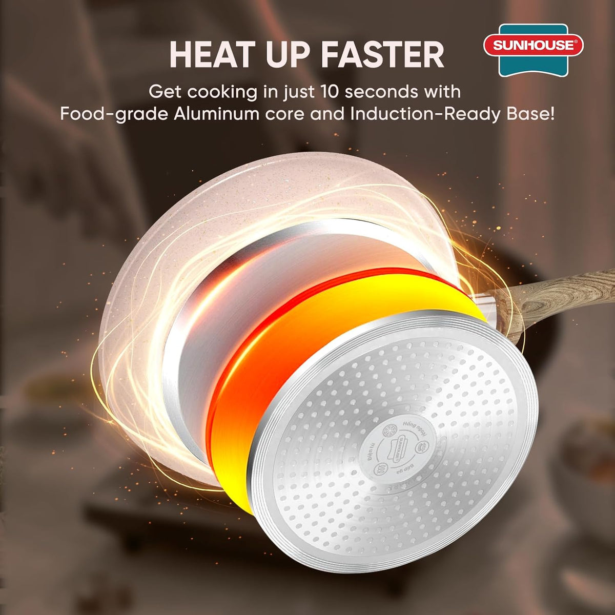 Sunhouse – Durable 8 Inch / 20 cm Nonstick Skillet, 4-Layer Non-Stick Frying Pan, PFOA-Free, Stay-Cool Handle, Induction Compatible with All Cooktops