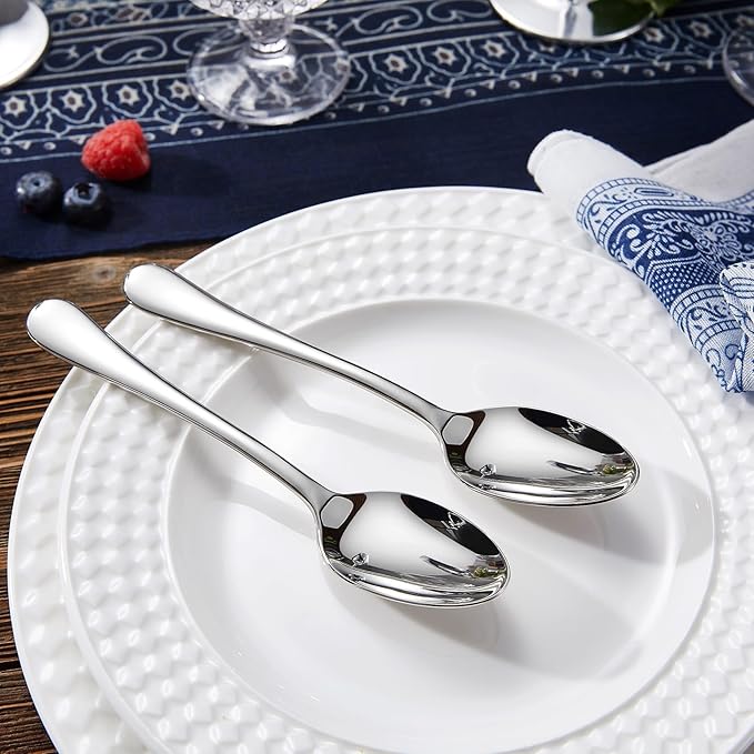 KEAWELL Premium Verona 8-Piece Spoon Set 6.5-Inch – 18/10 Stainless Steel, Heavy-Duty Mirror-Finished Flatware for Daily Meals, Hosting, and Special Occasions (8, Teaspoons)