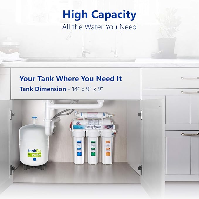 3 Gallon RO Expansion Tank – Compact Reverse Osmosis Water Storage Pressure Tank with Free Tank Ball Valve