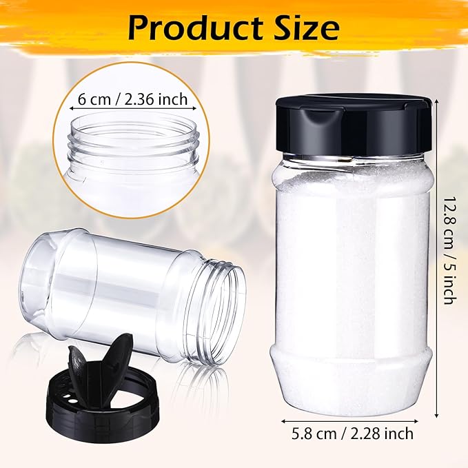Mimorou 30 Pack Plastic Spice Jars with Shaker Lids Clear Seasoning Containers Spice Bottles for Kitchen Storing Spice Herbs Seasoning Powders (Oval Shape,12.2 oz)