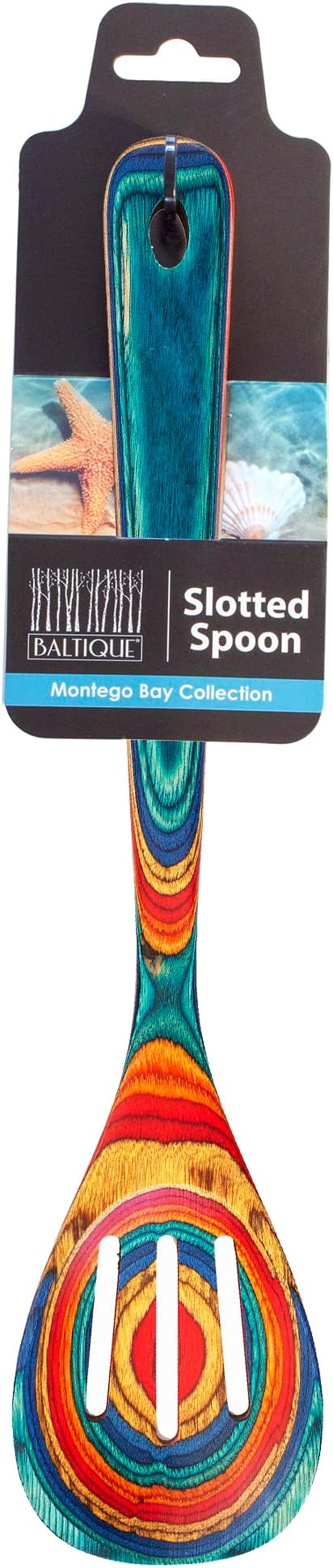Totally Bamboo Baltique Montego Bay Collection 12-1/2" Wooden Slotted Cooking Spoon, Safe for Nonstick