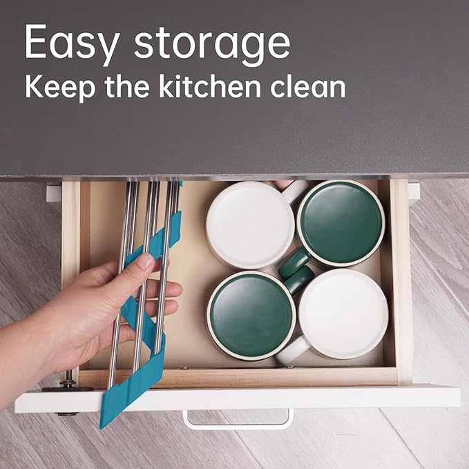 Tomorotec Triangle Roll-Up Dish Drying Rack for Sink Corner Small Foldable Stainless Steel Over The Sink Multipurpose Kitchen Drainer Caddy Organizer Storage Shelf Holder (Dark Green)