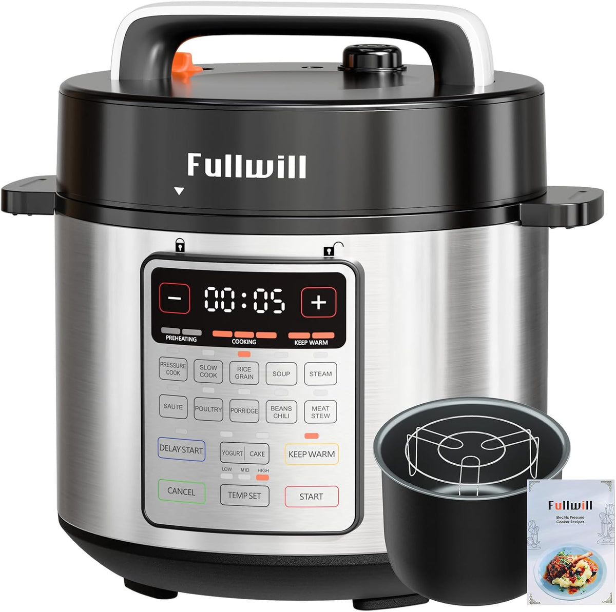 Fullwill 9-in-1 Electric Pressure Cooker, 12 Presets Instant Multi Cooker Olla de Presion Nonstick Pot 6 Quarts