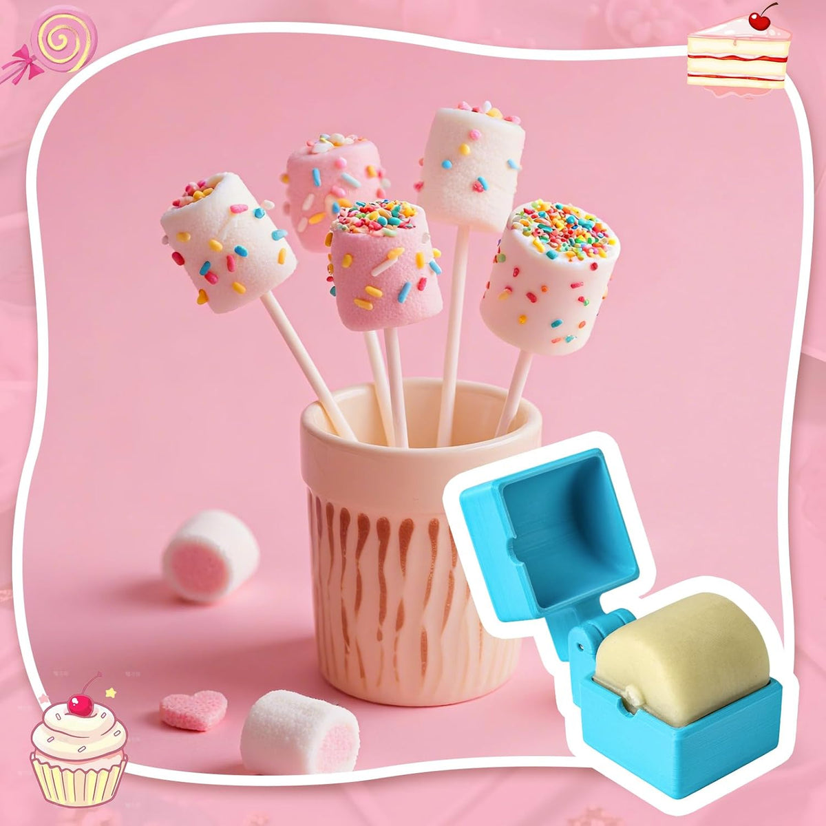 2 PCS Cylinder Cake Pop Mold Shapes Press Set, 3D Printed Cake Pop Cutter and Pusher, Baking Tools Accessories for Home Baking, Birthday Parties, Wedding Desserts