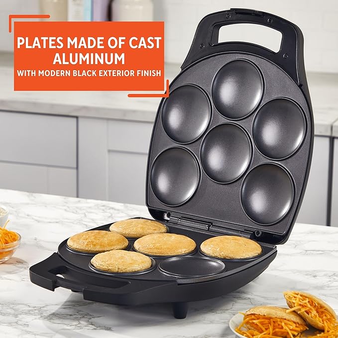IMUSA 6 Slot Electric Arepa Maker with Temperature Control, Matte Black