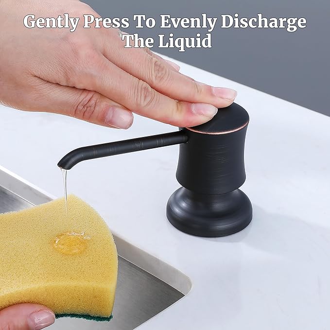 Sink Soap Dispenser for Kitchen Sink Oli Rubbed Bronze Upgrade with 40" Silicone Extension Tube Kit, Connect to Your Soap Bottle Directly