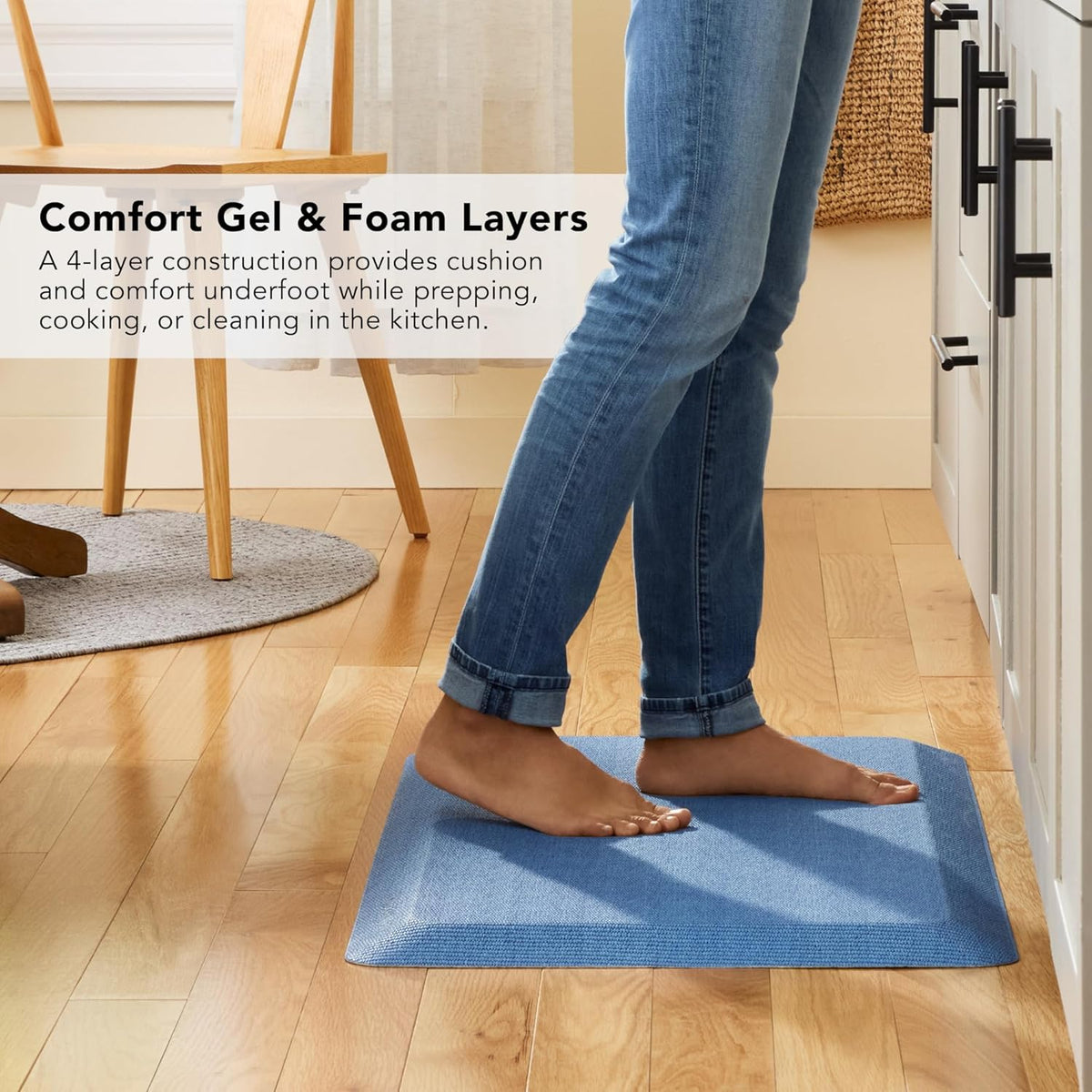KitchenAid Gourmet Series Kitchen Comfort Gel Mat, Solid Basketweave, Blue Velvet, 20"x39"
