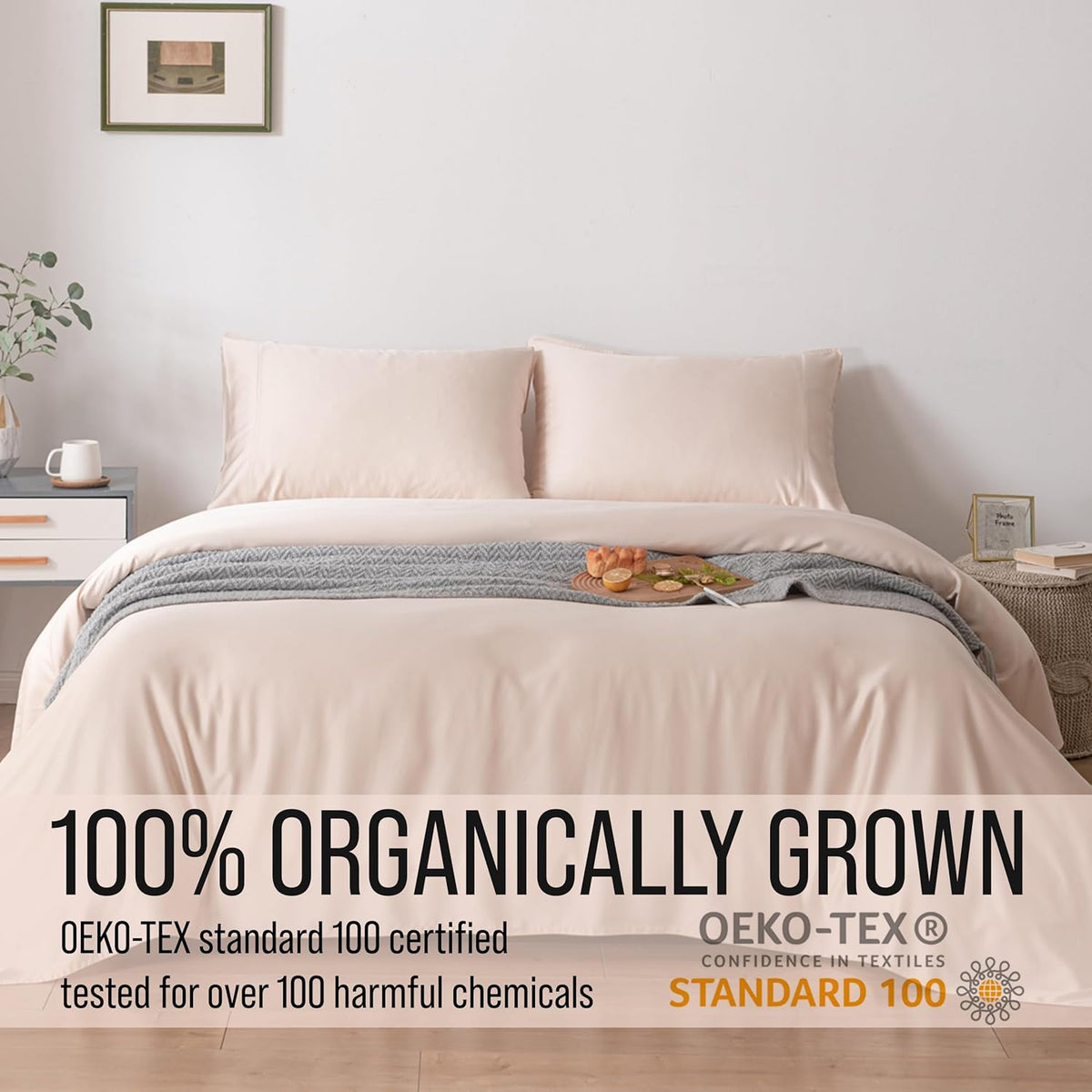 Bella Coterie Luxury Bamboo Viscose Split Top King Size Sheet Set | 100% Organically Grown | Ultra Soft | 34" Split | Cooling for Hot Sleepers | 18" Deep Pocket [Champagne]
