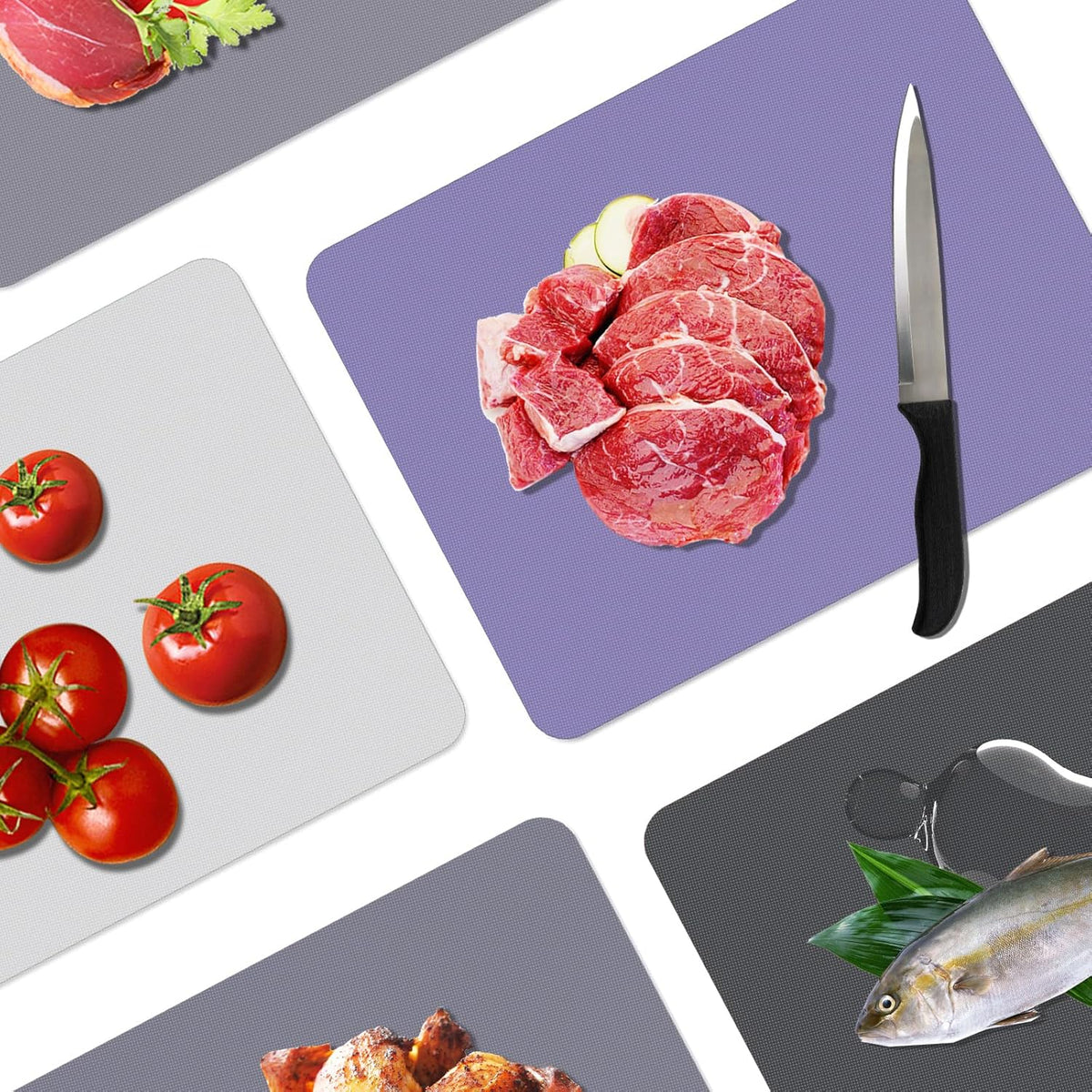 WK Small Flexible Plastic Cutting Boards for Kitchen Set of 3, Non Slip Cutting Mats for Meat, Mini Cutting Board Mats, BPA Free, Dishwasher Safe, 7.3x11.5"