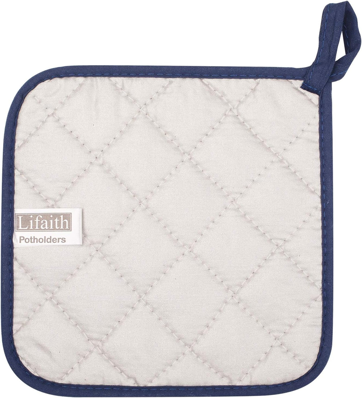 100% Cotton Kitchen Everyday Basic Terry Pot Holder Heat Resistant Coaster Potholder for Cooking and Baking Set of 5 Dark Blue