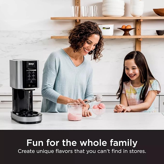SharkNinja NC301 CREAMi 7-In-1 Ice Cream Maker with 7 Custom Frozen Treat Modes and Easy 3-Step Treat Preparation, Cloud Silver (Renewed)