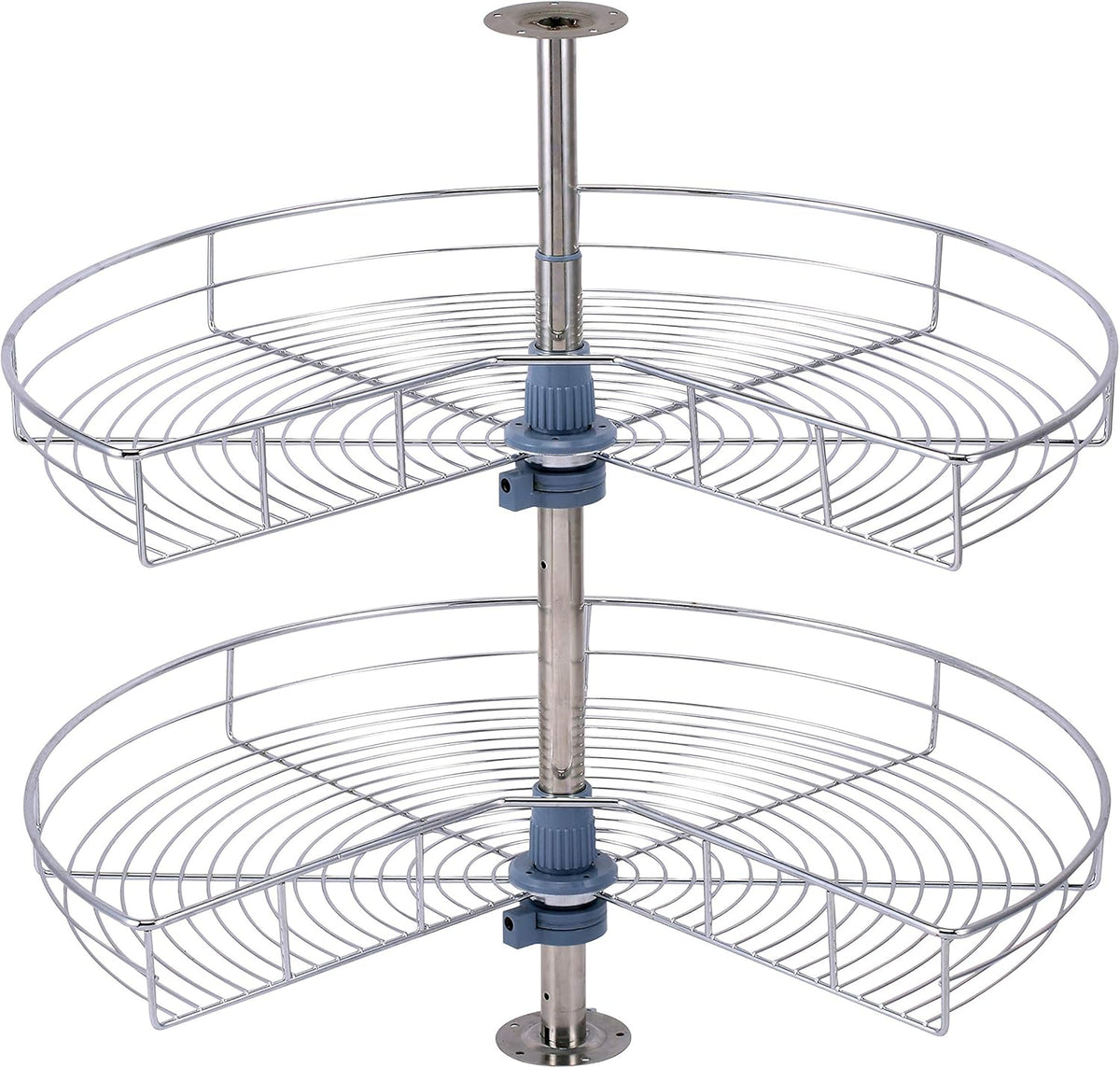 Dowell 28" Kidney Lazy Susan, 2 Shelves, Kitchen Base Corner Cabinet Organizer (Chrome 4001 270 28)