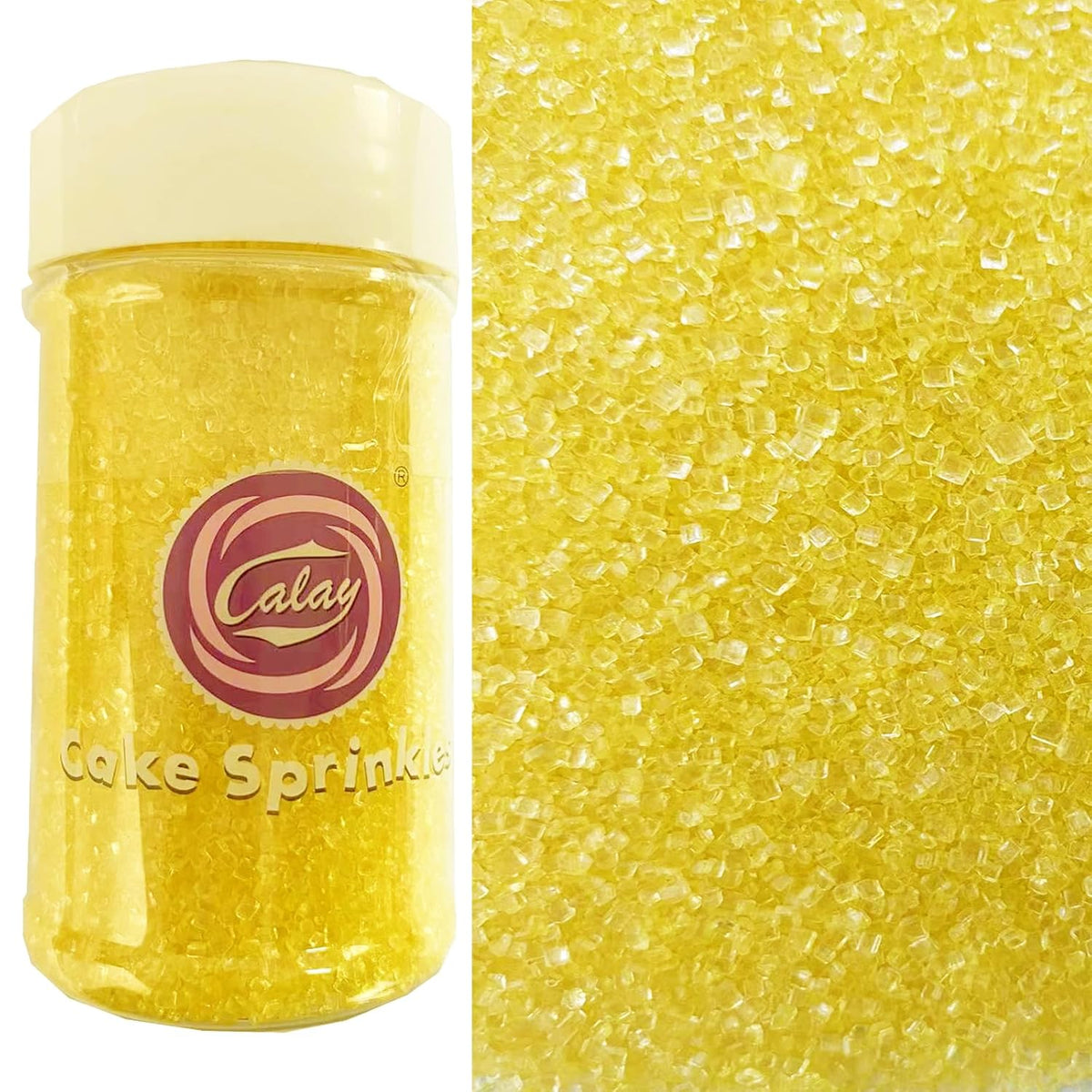 Sentovac Yellow Sanding Sugar for Baking Edible Sparkling Sugar Sprinkles Coarse Sugar Crystals for Baking Topping Cake Cookie Cupcake Topper Ice Cream Decoration Supplies 3.2 OZ