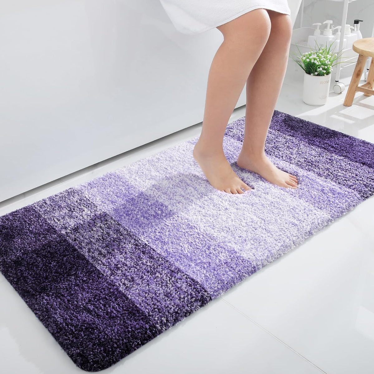 OLANLY Bathroom Runner Rugs 44x24, Extra Soft Absorbent Microfiber Bath Rugs, Rubber Backing, Quick Dry, Machine Washable Bath Mats for Bathroom Floor, Tub and Shower, Home Decor Accessories, Violet