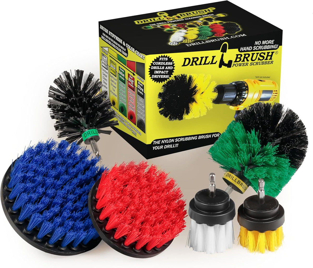 Variety Multi-Pack Drill Brush Attachments for Cleaning Car, Truck, Carpet, Boat, Bathroom, Kitchen, Grill, Griddle - Drill Brush for Car Detailing Kit - Grill Cleaning Kit - Grilling Accessories