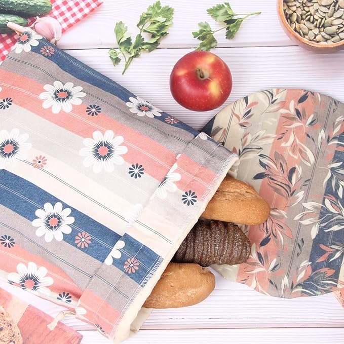 Large Reusable Beeswax Bread Bag with 12in Beeswax Bowl Cover - Sourdough Bread Bags with Proofing Cover for Storage and Sourdough Proofing,The Perfect Baking Accessories