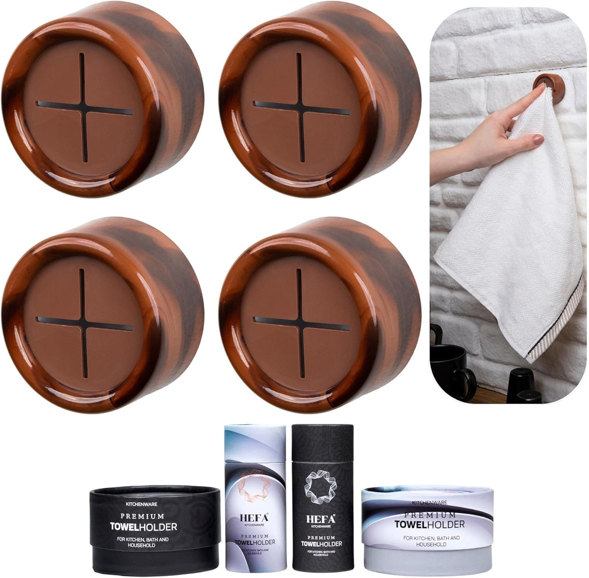 HEFA Towel Holder, Towel Hooks, Dish Towel Holder, Kitchen Organization, Bathroom Accesories, Kitchen Towel Hook, Kitchen Towel Holder, Christmas Gift, Kitchen Gadgets 4 Pack