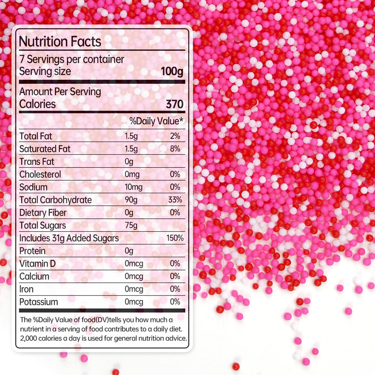 Pink Nonpareils Sprinkles, Edible Sprinkles For Cake Decorating, Pink Red and White Candy, 150g/5.29oz, Cupcake Topper, Cake Decoration, Mother's Day, Valentine's Day, Wedding Party Supplies