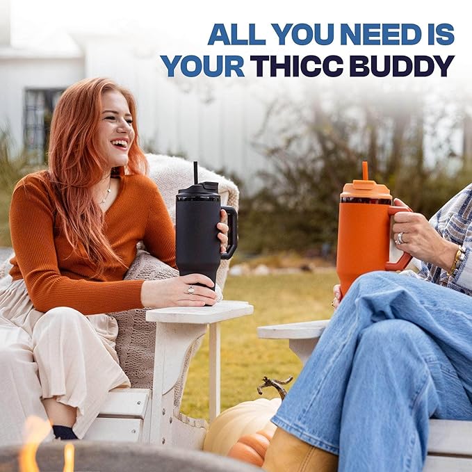 Frost Buddy Thicc Buddy - 30 oz Stainless Steel Vacuum Insulated Tumbler with Lid and Straw for Water - Travel Mug Cupholder Friendly - Gifts for Women Men Him Her (rockytop)