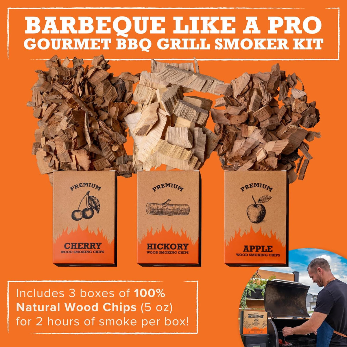 Wood Smoked BBQ Grill Set | 12 Pcs Grill Kit | Smoker Box BBQ Gifts for Men | Smoked Meat Accessories & Grilling Gifts for Men | Unique Barbecue Gifts for Smoker Grill Enthusiasts | BBQ Accessories