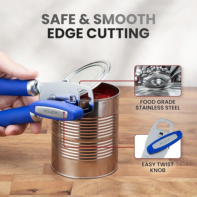Zulay Kitchen Manual Can Opener with Bottle Opener with Turn Knob