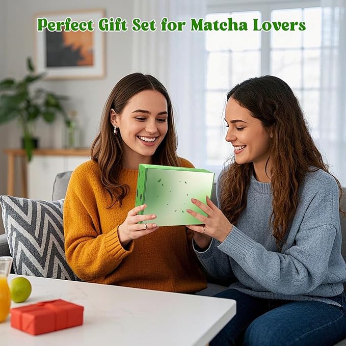Matcha Whisk Set, 9PCS Ceramic Matcha Tea Set Includes Bowl, Whisk and Holder, Bamboo Scoop, Scoop Rest, Sifter and Tea Towel for Traditional Matcha Ceremony Matcha Lovers