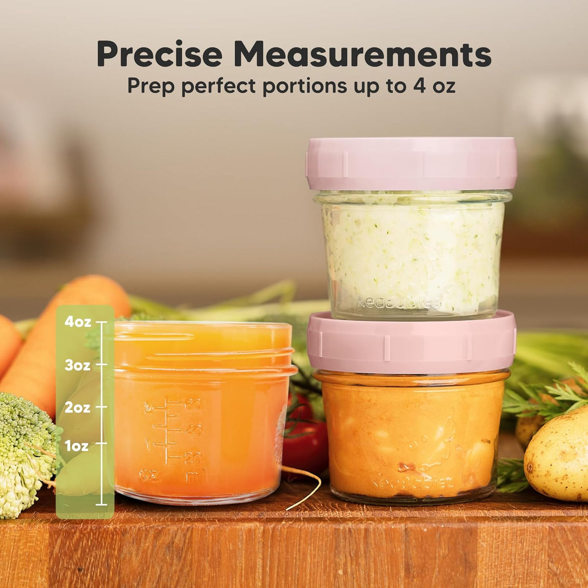 KeaBabies 12pk 4oz Glass Baby Food Containers with Lids - Leak-Proof, Microwavable Small Glass Jars, Baby Purees & Toddler Snack Storage Containers, BPA-Free, Dishwasher & Freezer Safe (Pastels)