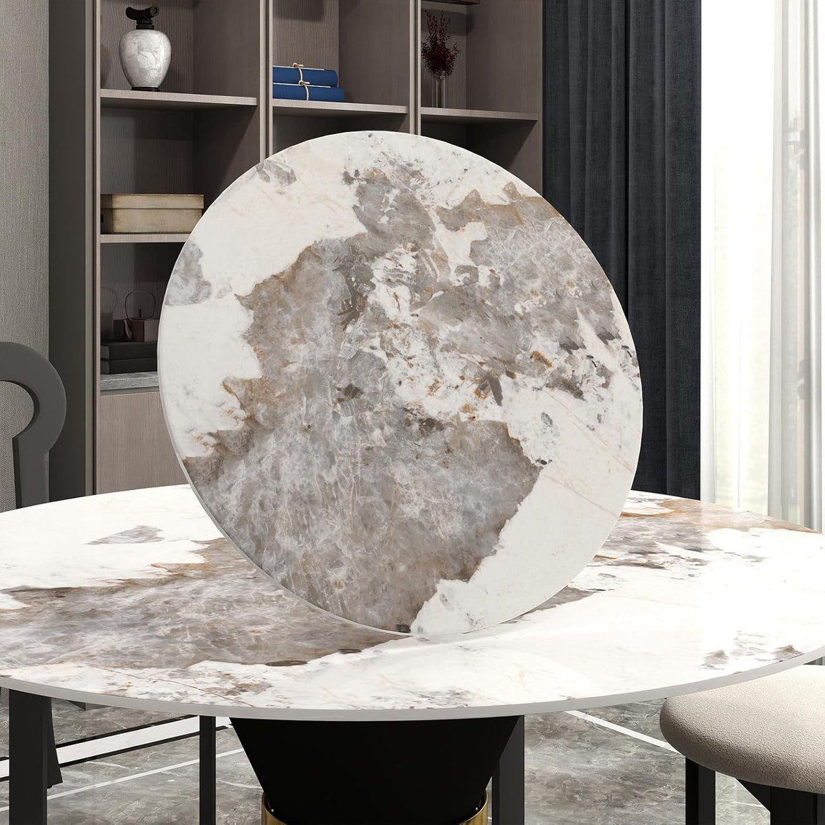 19.69" Lazy Susan for Table Top Sintered Stone Rotating Serving Tray for Dining Table, Kitchen Lazy Susan Organizer Spinning Rotating Food Server Party Centerpieces