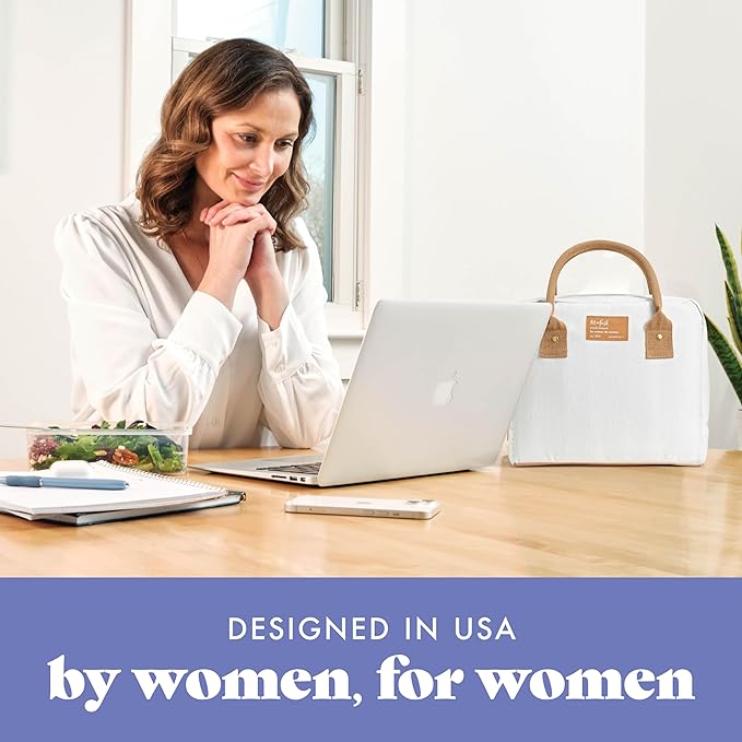 Fit & Fresh Lunch Bag For Women, Insulated Womens Lunch Bag For Work, Leakproof & Stain-Resistant Large Lunch Box For Women With Containers, Zipper Closure Bloomington Bag, Ivory Woven