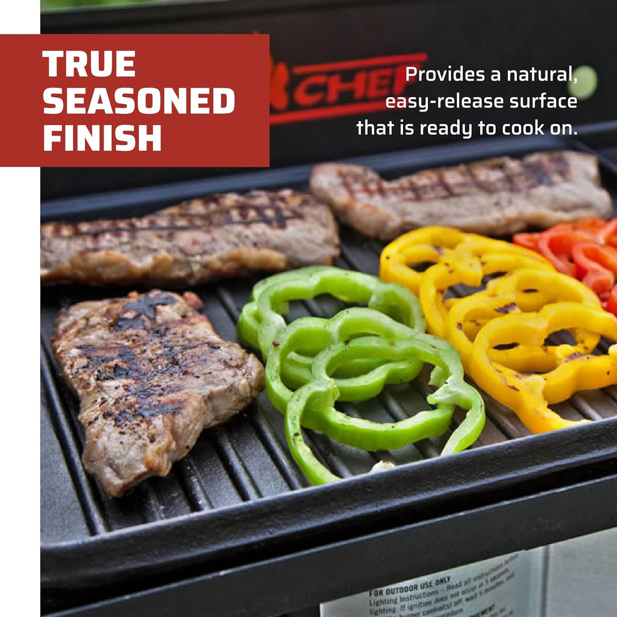 Camp Chef Reversible Griddle - Cast Iron Griddle for Outdoor Cooking & Camping Gear - 14" x 16"