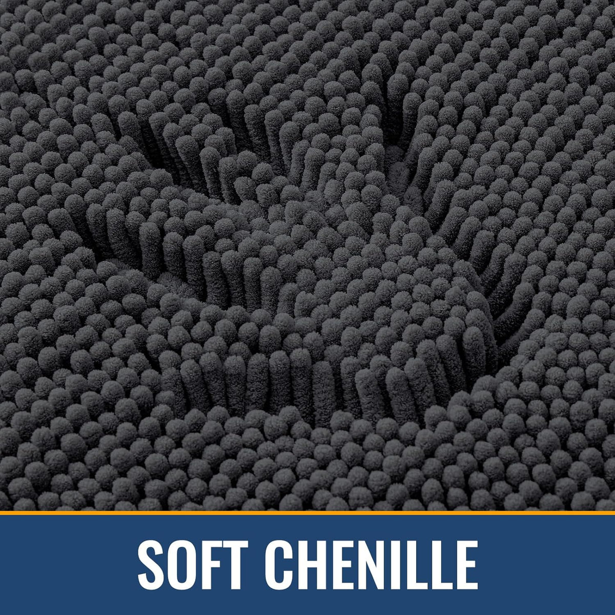 Arotive Bathroom Rugs 24x16, Extra Soft Absorbent Shaggy Chenille Bath Rugs, Machine Washable Rubber Backing Non-Slip Bath Mats for Bathroom Floor Tub and Shower, Home Decor Accessories, Dark Grey