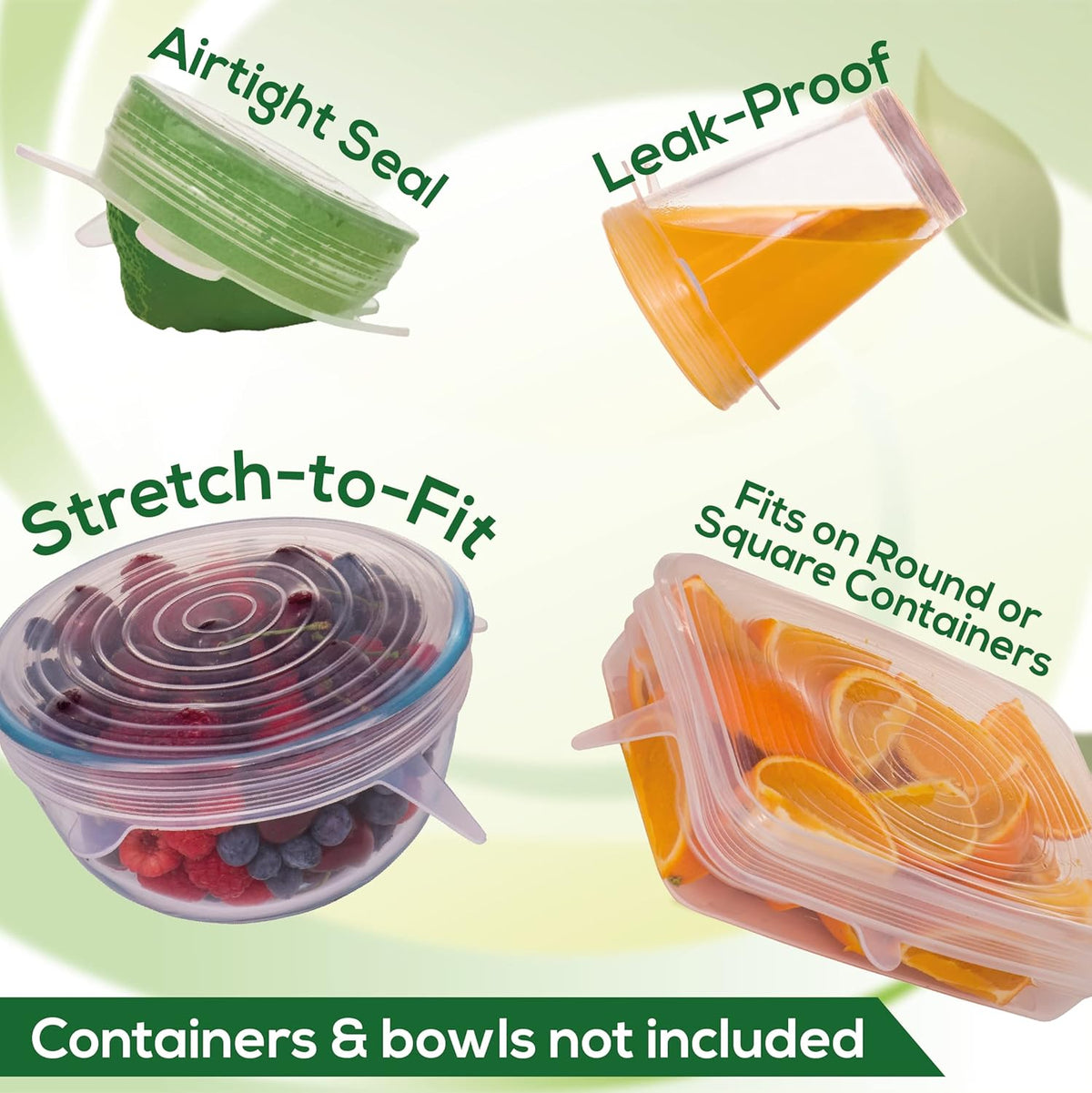 unwasted Reusable Silicone Lids (Variety Pack) – Upgrade Your Kitchen Gadgets with Our Covers for Food Storage – Reusable Silicone Stretch Lids and Food Covers for Containers (Pack of 7)