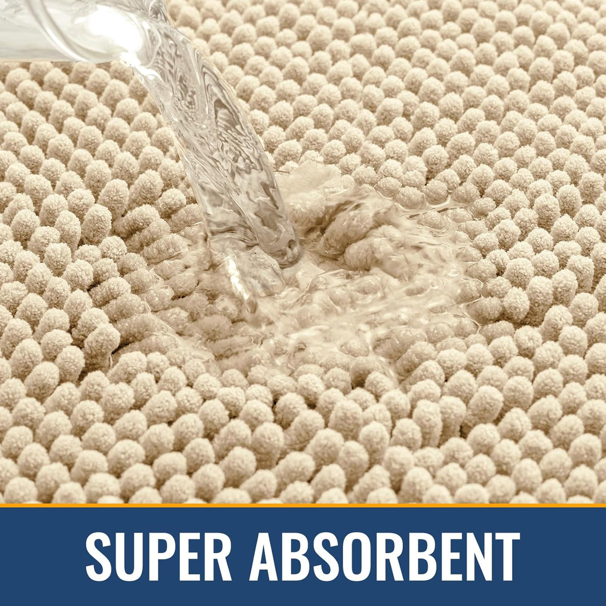 Arotive Bathroom Rugs 47x32, Extra Soft Absorbent Shaggy Chenille Bath Rugs, Machine Washable Rubber Backing Non-Slip Bath Mats for Bathroom Floor Tub and Shower, Home Decor Accessories, Beige
