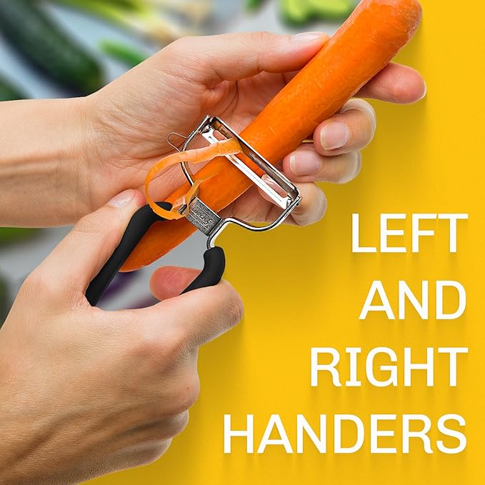 LURCH Germany Universal Ultra Sharp Stainless Steel Vegetable Y Peeler for Potatoes, All Fruits & Veggies | Non-Slip Comfortable Handle | 5.1 x 2.3 Inches / 13 cm x 6 cm - Black