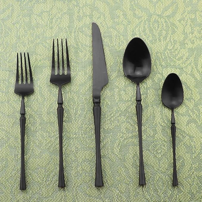Gugrida Unique & Beautiful Flatware Set - 20 Piece Iridescent Silverware Sets | 18/10 Stainless Steel Reusable Cutlery Set | Black Utensils Service For 4 with Dessert Fork, Knife, Spoon, Dinner Fork